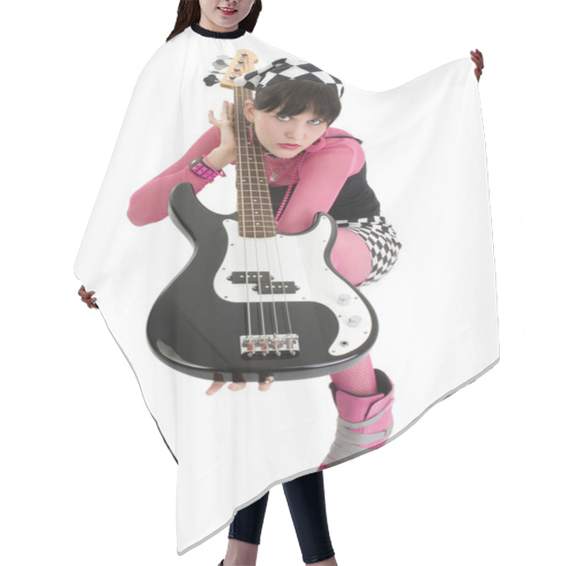 Personality  Bass Babe In Pink And Black Hair Cutting Cape