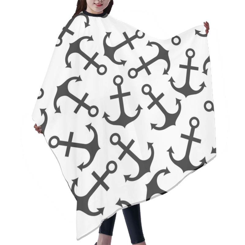 Personality  Seamless Pattern Of Anchor Shape And Line Hair Cutting Cape