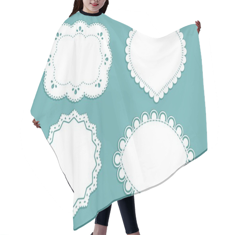 Personality  Different Shape Labels With Lacy Borders Hair Cutting Cape