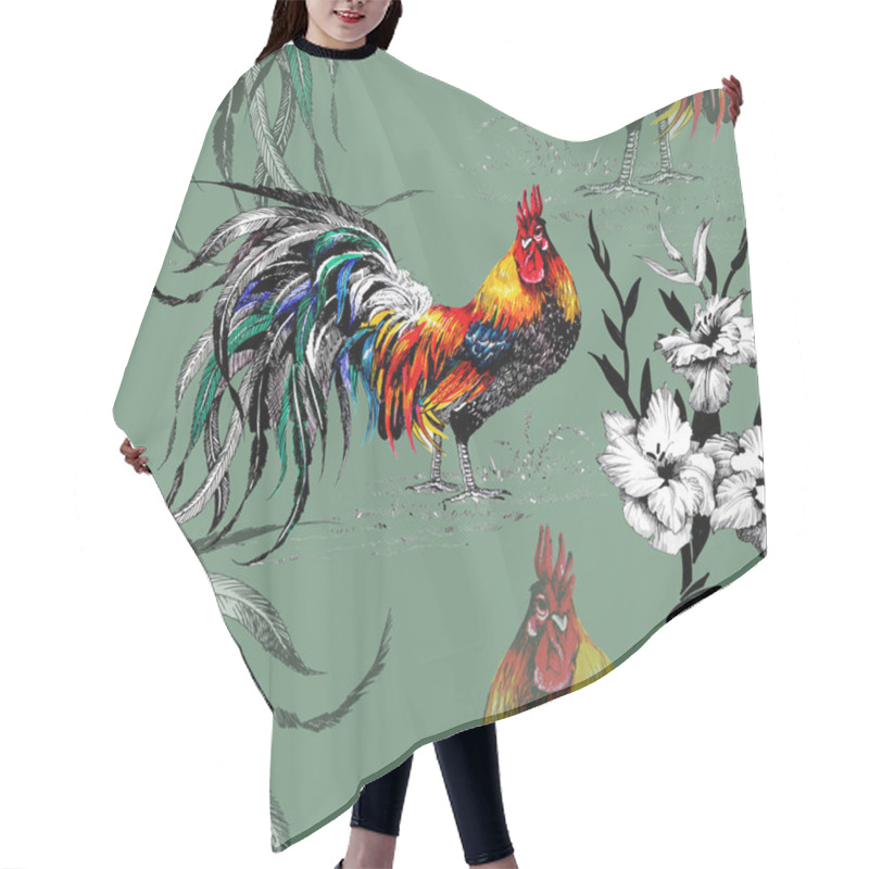 Personality  Farm Roosters Pattern Hair Cutting Cape