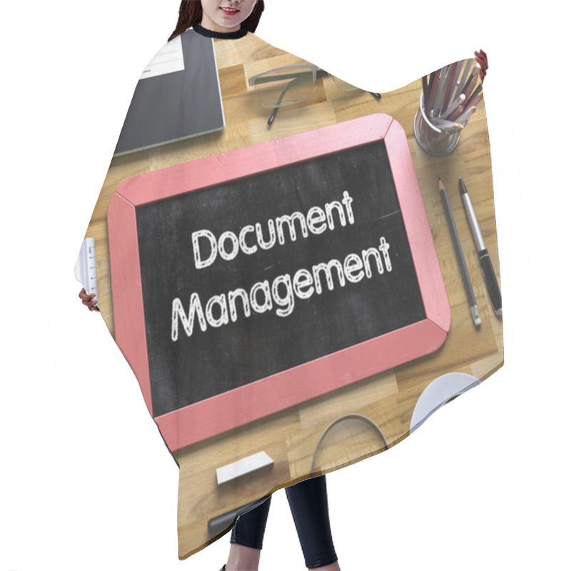 Personality  Document Management On Small Chalkboard. 3D Illustration. Hair Cutting Cape