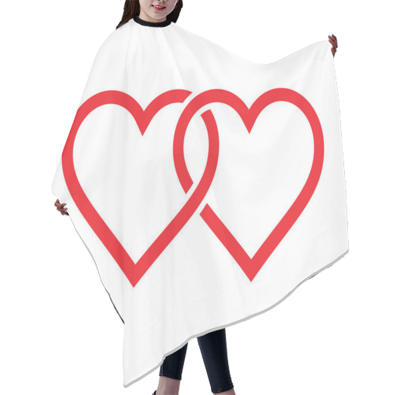 Personality  Two Twin Red Valentines Hearts Linked Together  Hair Cutting Cape