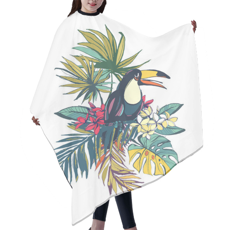 Personality  Tropical Floral Summer Beach Party Card With Palm Beach Leaves,  Hair Cutting Cape