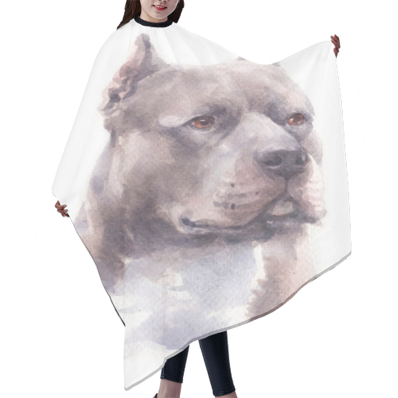 Personality  Water Colour Painting Of Pitbull Dog Hair Cutting Cape