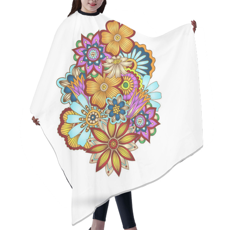 Personality  Henna Paisley Mehndi Floral Vector Element. Hair Cutting Cape