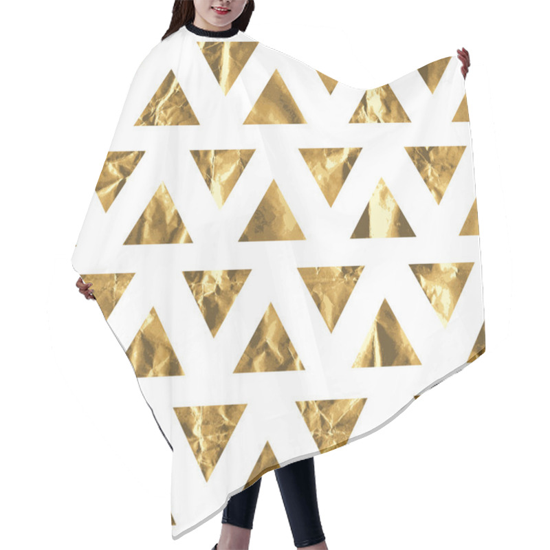 Personality  Geometric Seamless Pattern With Gold Triangles Hair Cutting Cape