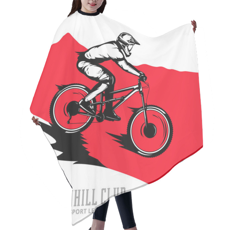 Personality  Vector Downhill Mountain Biking Design Illustration Hair Cutting Cape