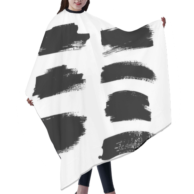 Personality  Vector Brush Stroke. Distressed Texture. Isolated Black Stripes. Grunge Design Elements. Hair Cutting Cape