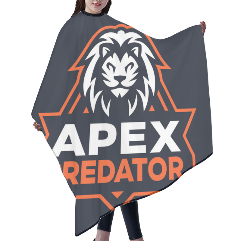 Personality  Apex Predator Logo Design Fierce Lion Emblem With Bold Typography Hair Cutting Cape