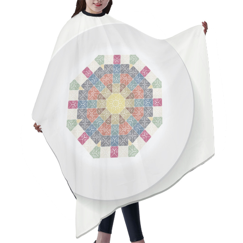 Personality  Plate With Elegance Tribal Ornament Mandala. Vector Illustration Hair Cutting Cape