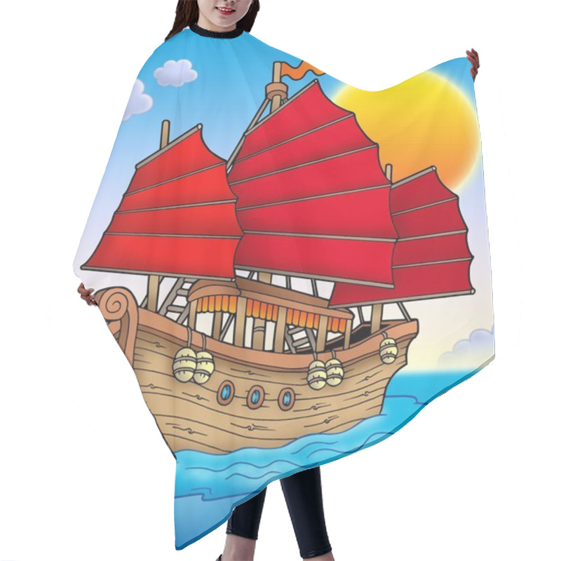 Personality  Traditional Chinese Ship With Sunset Hair Cutting Cape