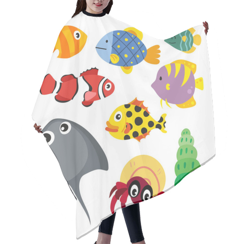 Personality  Marine Life Vector Collection Design, Ocean Animals Vector Design Hair Cutting Cape