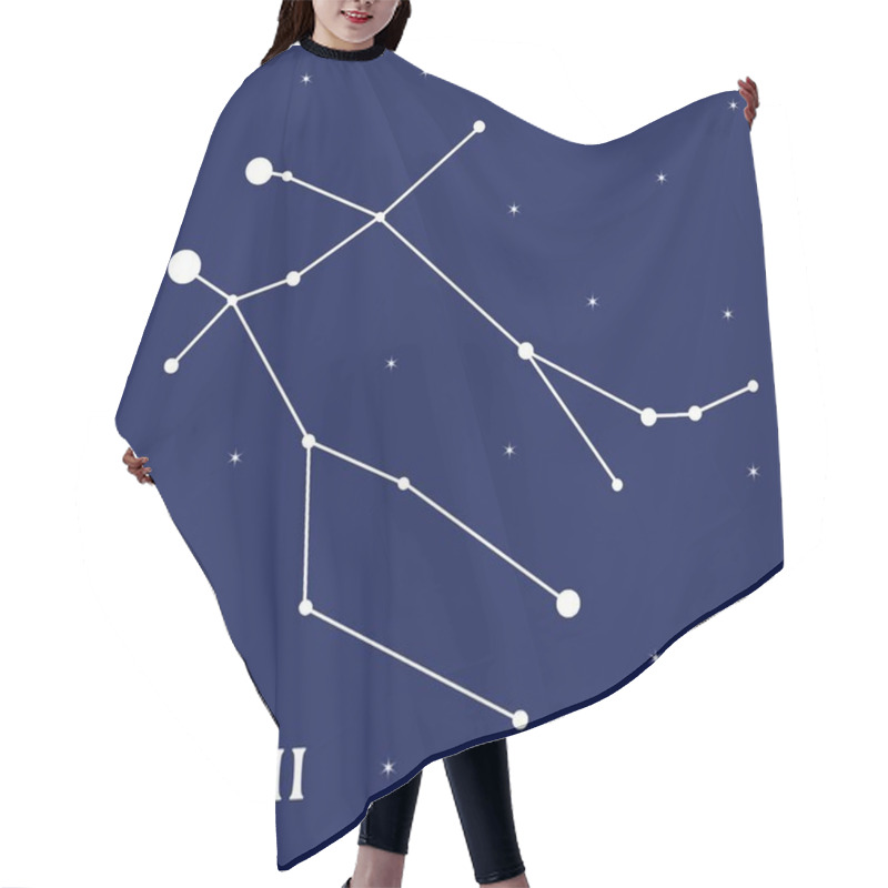 Personality  Gemini Constellation Illustration With Starry Night Sky For Astrological And Celestial Themes Hair Cutting Cape