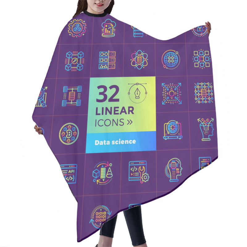 Personality  Linear Icon Set Of Data Science Technology And Machine Learning  Hair Cutting Cape