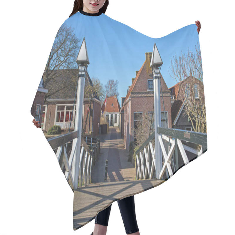 Personality  Medieval Bridge And Houses In The City Hindeloopen In The Netherlands Hair Cutting Cape