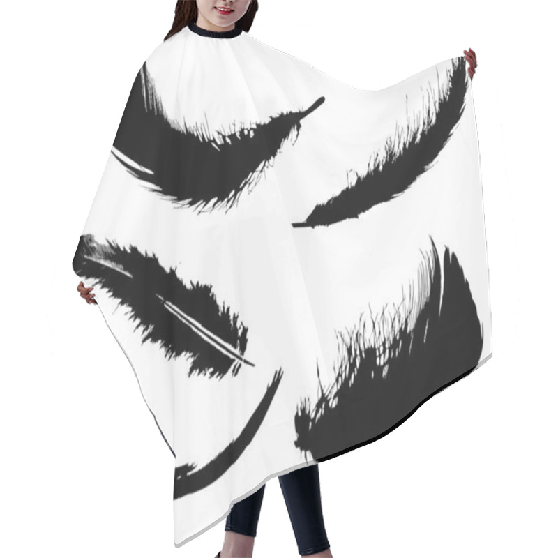 Personality  Black Feather Set On White Hair Cutting Cape