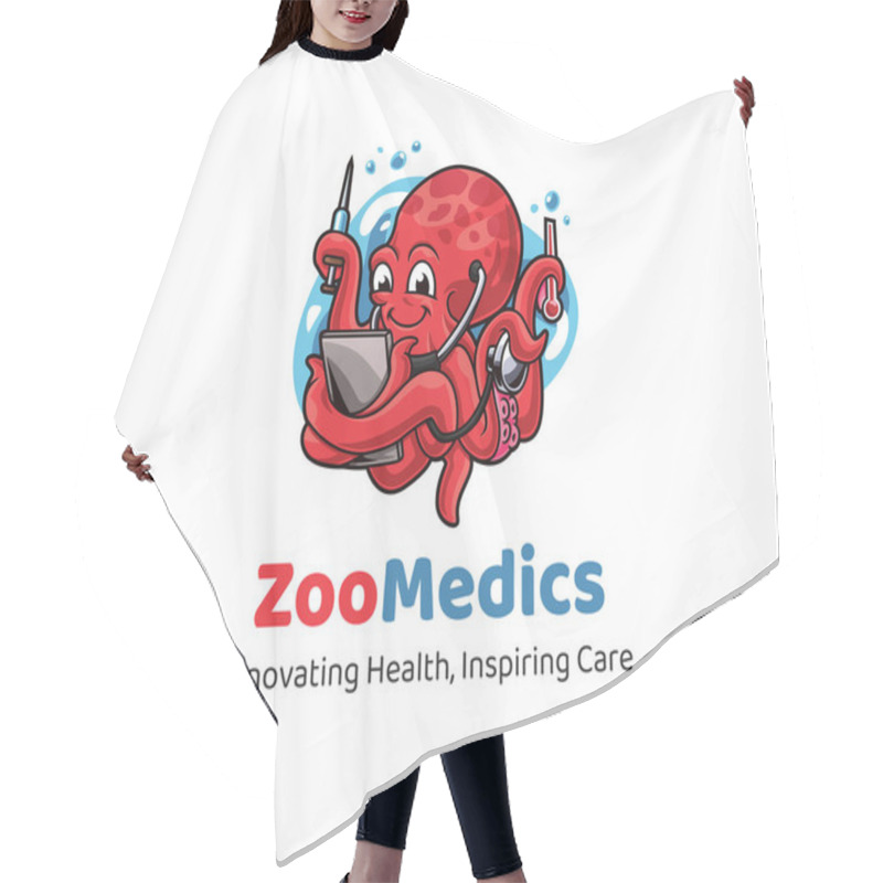 Personality  A Playful Octopus Doctor Holding Medical Tools For Versatile Healthcare Themes Hair Cutting Cape