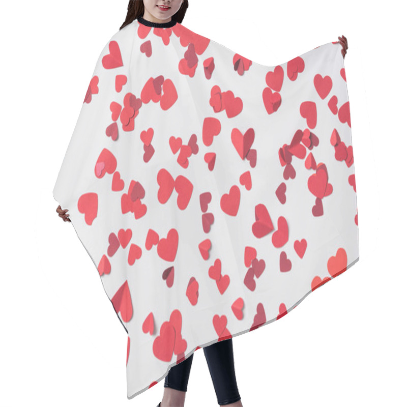 Personality  Seamless Pattern Of Red Hearts On White Background Hair Cutting Cape