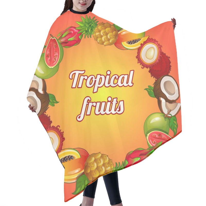 Personality  Wreath Of Tropical Fruits On Bright Background Hair Cutting Cape