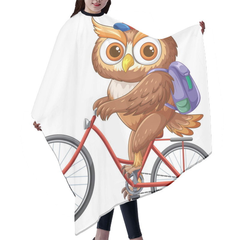 Personality  An Owl With A Backpack On A Bicycle Hair Cutting Cape