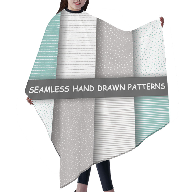 Personality  Seamless Hand Drawn Patterns.  Hair Cutting Cape