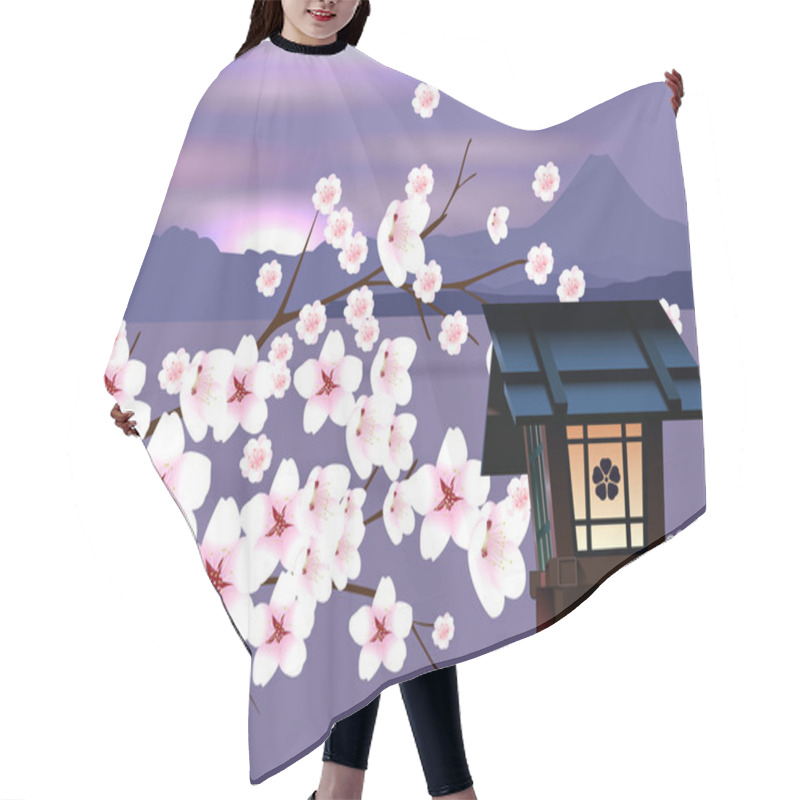 Personality  Abstract Japanese Landscape Hair Cutting Cape