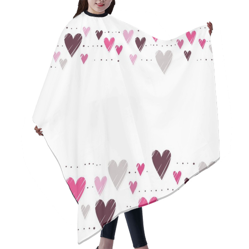 Personality  Pink Hearts On White Background Messy Double Horizontal Border Romantic Valentines Day Seamless Pattern Hair Cutting Cape