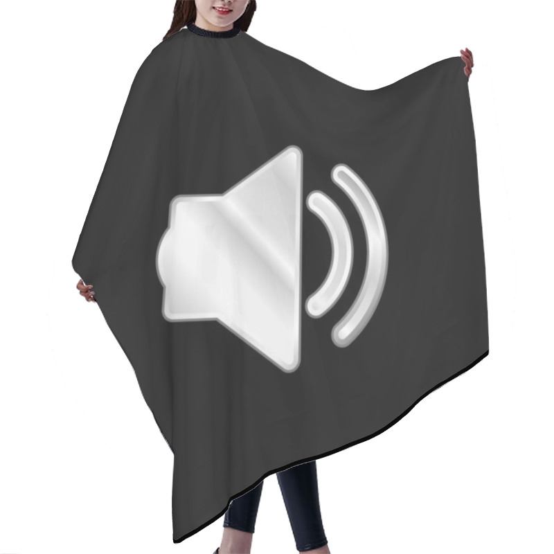 Personality  Big Speaker With Two Soundwaves Silver Plated Metallic Icon Hair Cutting Cape