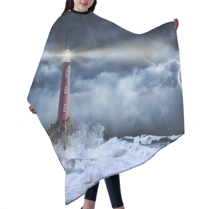 Personality  Lighthouse In Stormy Landscape - Leader And Vision Concept Hair Cutting Cape