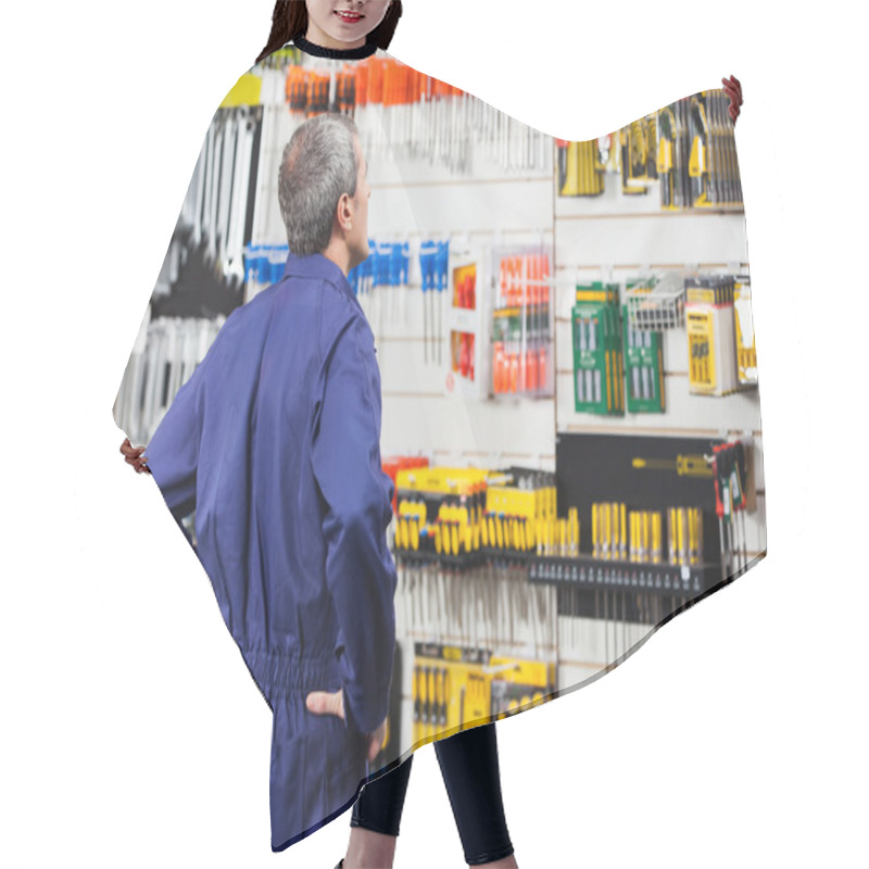 Personality  Worker With Hands On Hip In Hardware Store Hair Cutting Cape