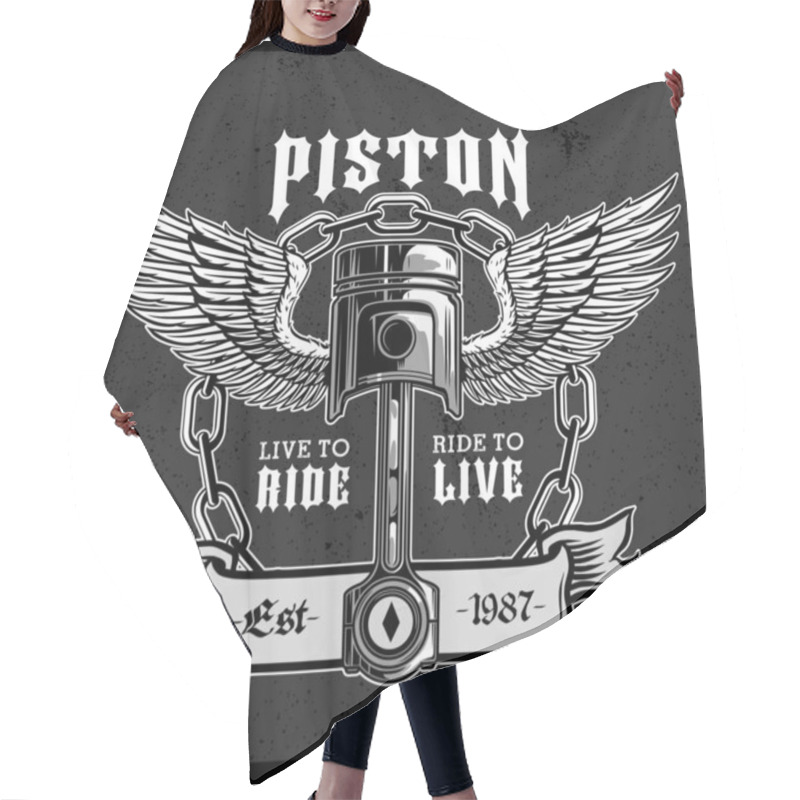 Personality  Piston With Wings Emblem Vector Illustration Hair Cutting Cape