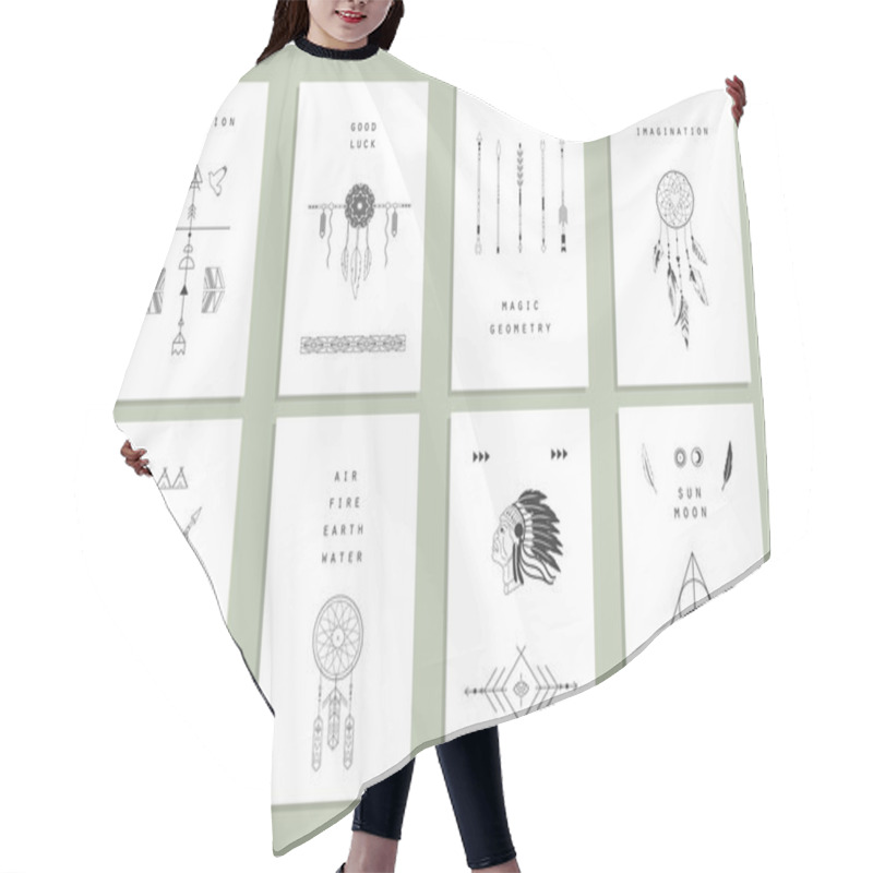 Personality  Ethnic Cards. Arrows, Indian Elements, Aztec Borders Hair Cutting Cape