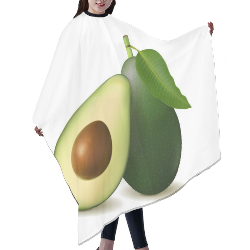 Personality  Realistic Detailed Avocado Illustration, Isolated On White Background With Halves And Whole Avocado. Vector, 3d Illustration Hair Cutting Cape