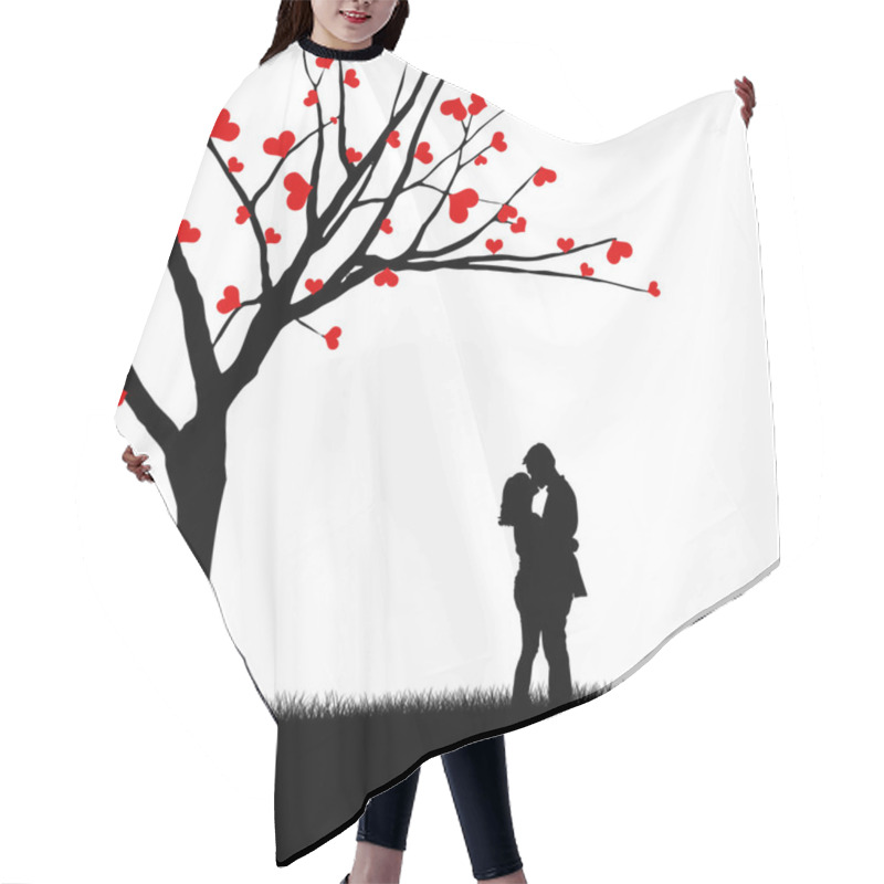 Personality  Couple Kissing Near Love Tree Hair Cutting Cape