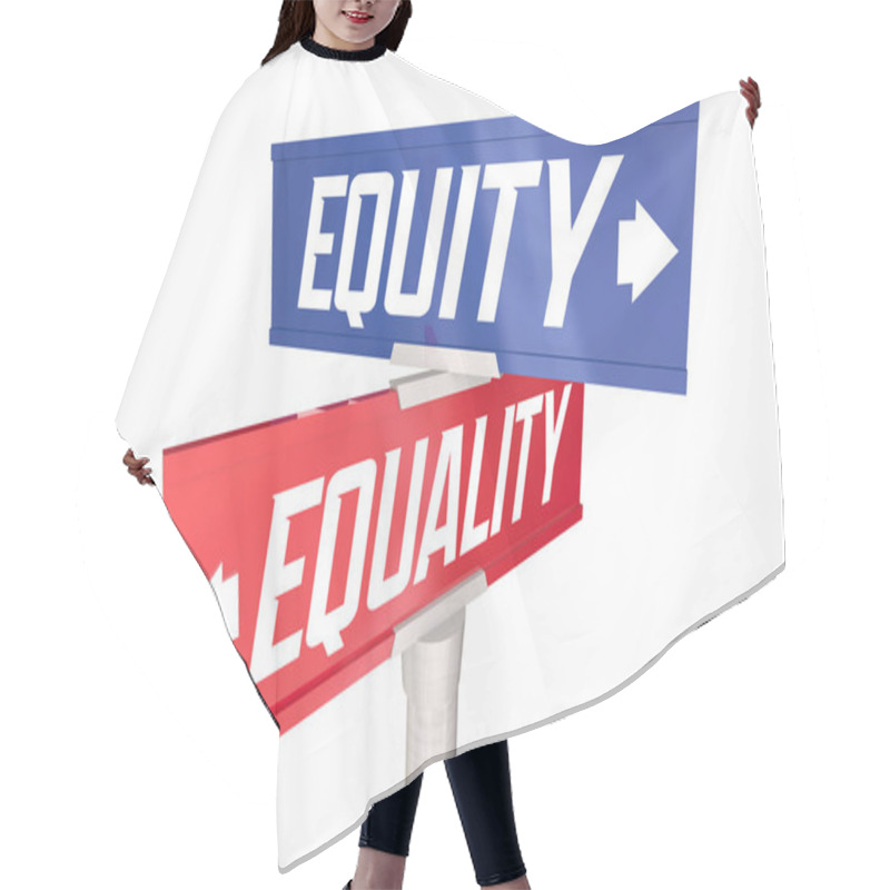 Personality  Equity Equality Two Way Road Street Signs Justice Fairness Opportunity 3d Illustration Hair Cutting Cape