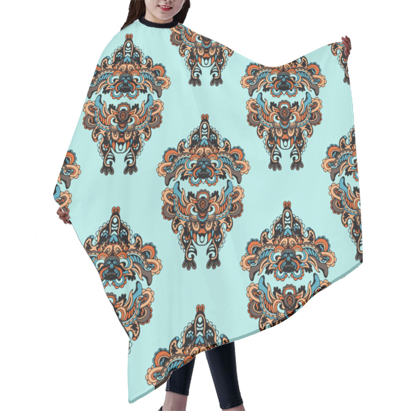 Personality  Seamless Pattern In Folk Style Hair Cutting Cape