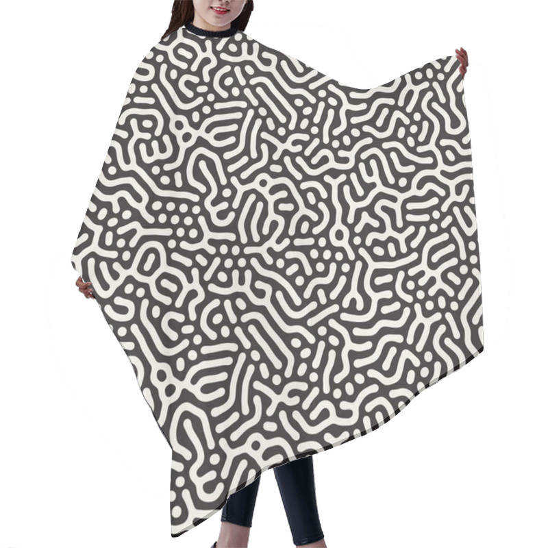 Personality  Vector Seamless Black And White Jumble Organic Shapes Pattern Hair Cutting Cape