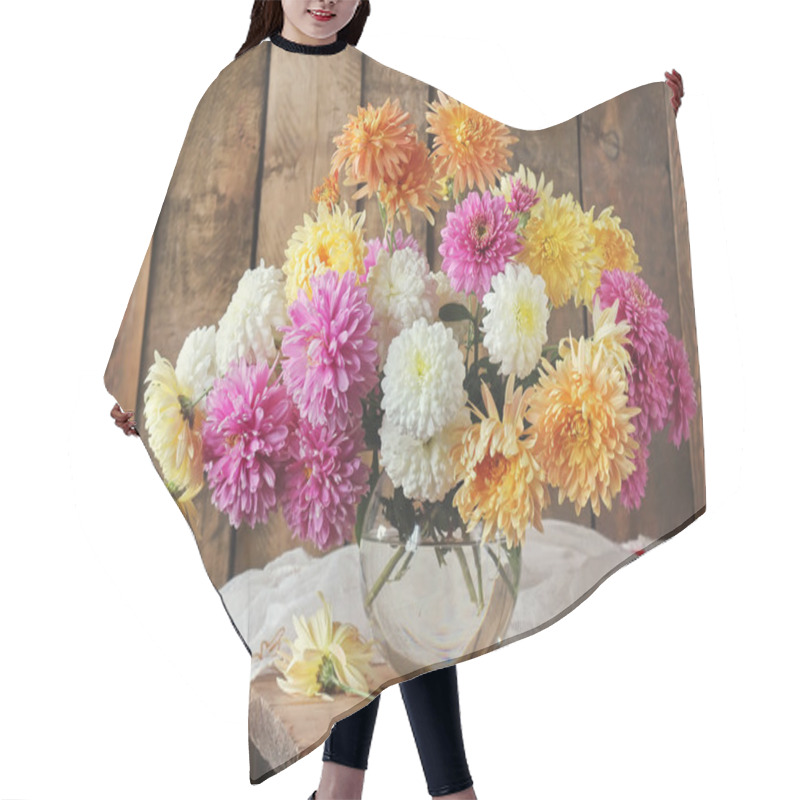 Personality  Still Life With A Bouquet. Hair Cutting Cape