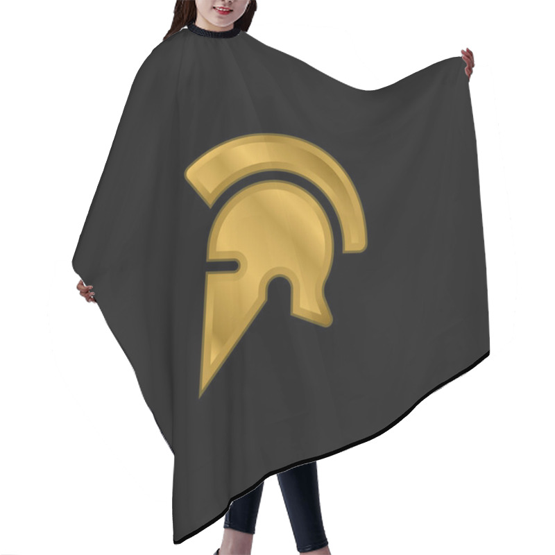 Personality  Ares Gold Plated Metalic Icon Or Logo Vector Hair Cutting Cape