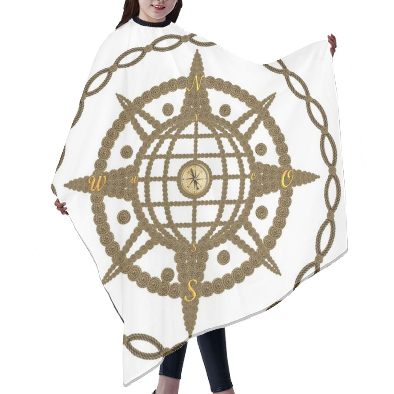 Personality  Compass Anchor Steering Wheel Globe Wind Rose Hair Cutting Cape