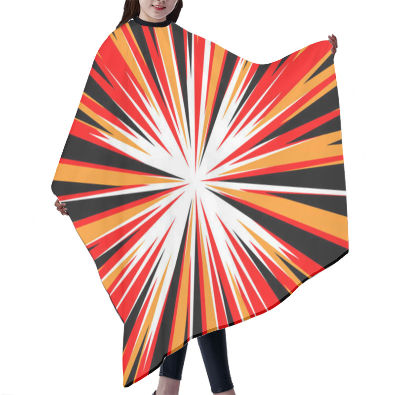 Personality  Abstract Radial Zoom Speed Black Red Orange White For Cartoon Comic Background Vector Illustration. Hair Cutting Cape