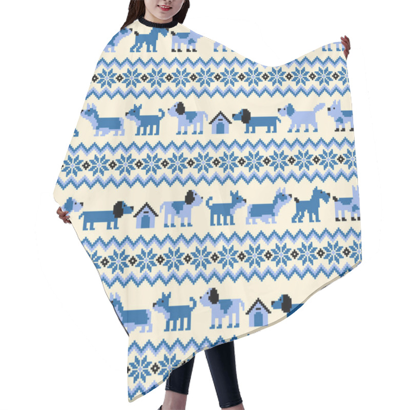 Personality  Seamless Pattern Of The Nordic Events-style Using The Dog, Hair Cutting Cape