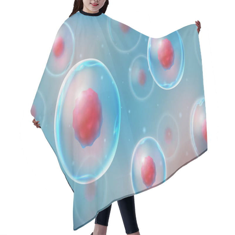 Personality  Cells Under A Microscope. Research Of Stem Cells. Cellular Therapy. Cell Division. Vector Illustration On A Light Background Hair Cutting Cape