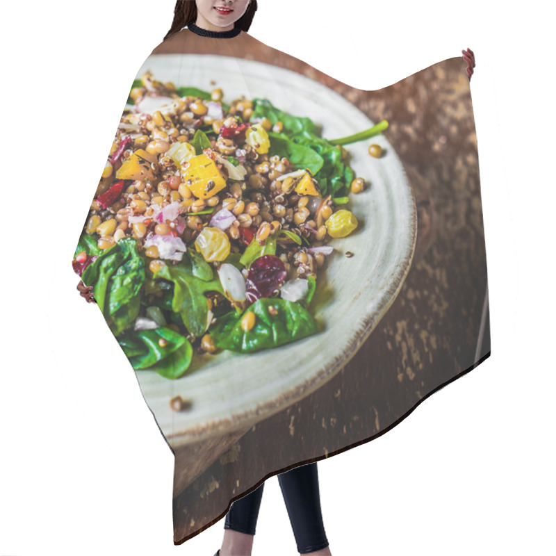 Personality  Healthy Salad With Spinach,quinoa And Roasted Vegetables Hair Cutting Cape