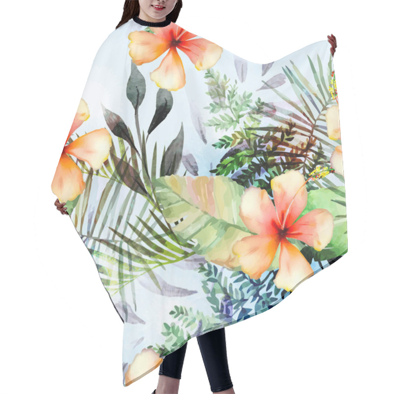 Personality  Tropical Plants Flowers Seamless Pattern Hair Cutting Cape