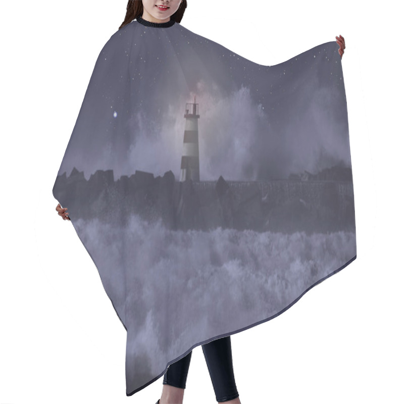 Personality  Alight Beacon In A Stormy Sea At Night Hair Cutting Cape