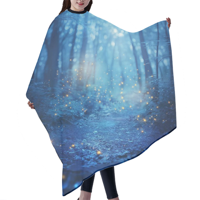 Personality  Forest With Glowing Stars And Fairy Lights, Abstract Background. Hair Cutting Cape