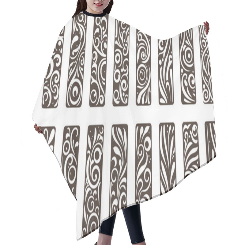 Personality  Collection Of Eighteen Vertical Rectangular Brown Abstract Swirl Pattern Decorative Designs Hair Cutting Cape