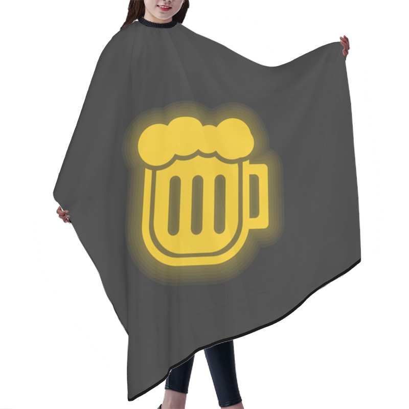 Personality  Beer Pint Yellow Glowing Neon Icon Hair Cutting Cape