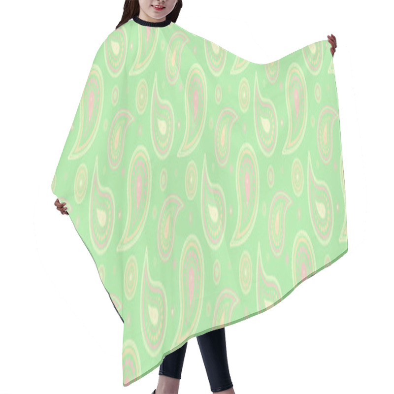 Personality  Elegant Pastel Paisley Pattern On A Soft Green Background. Perfect For Textile Design, Wallpaper, Or Any Project Needing A Delicate, Vintage Touch. Hair Cutting Cape